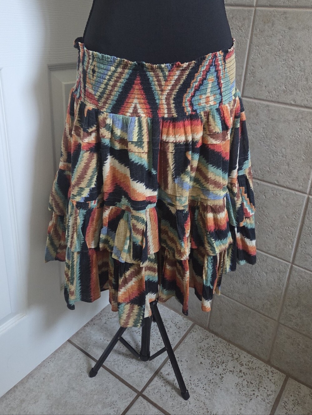 Lauren Ralph Lauren Multi-Color Aztec Tiered Skirt Western Boho Rodeo Size 14 - Picture 5 of 10